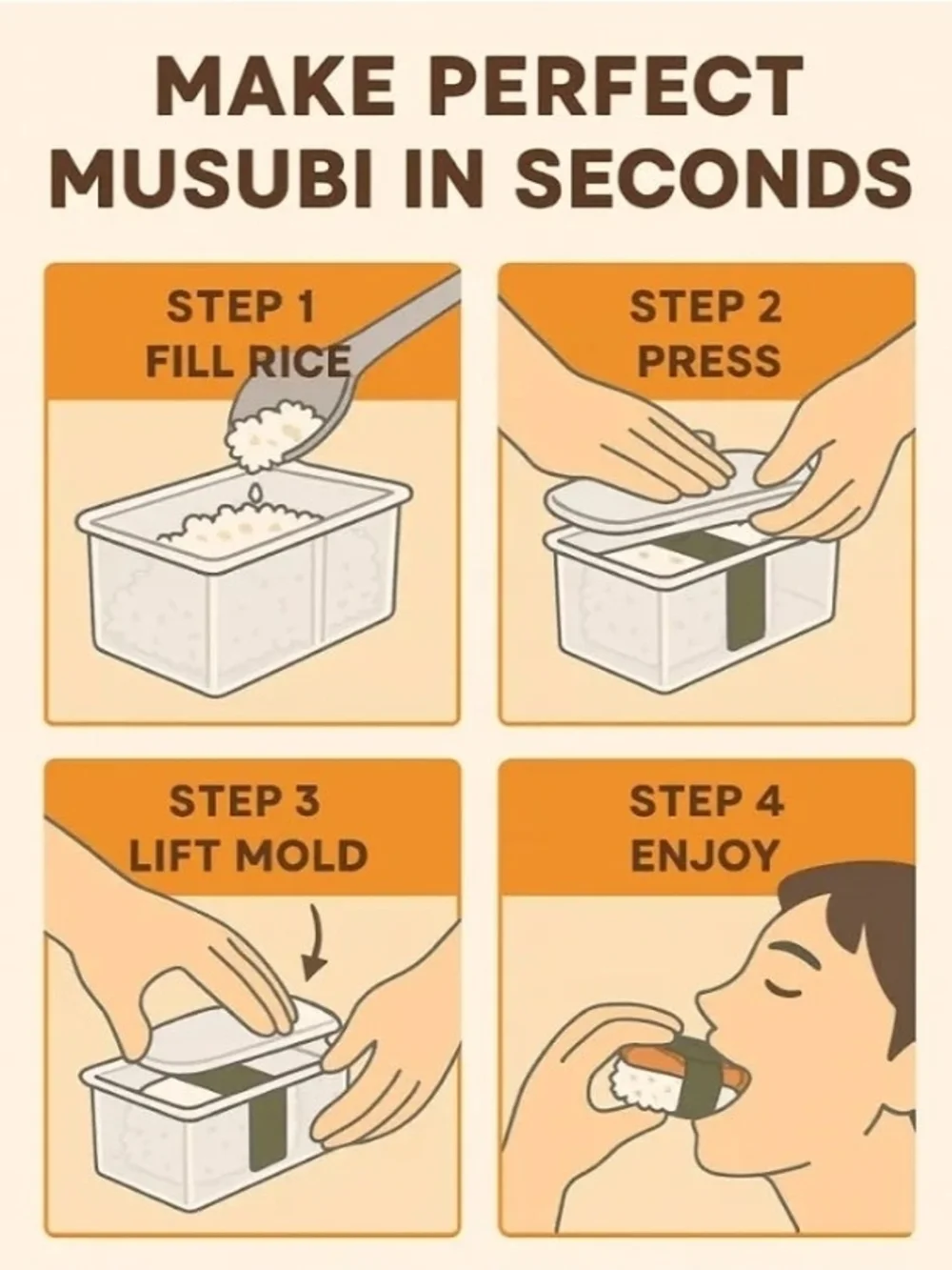 Plastic Spam Musubi Mold - Translucent White Rice Press Japanese Musubi Maker